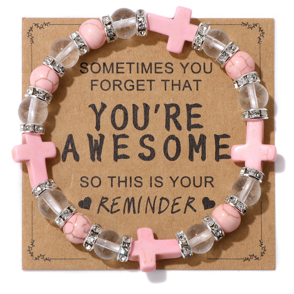 Wholesale Turquoise Cross Diamond Natural Stone Crystal Bracelets ACC-BT-GEB009