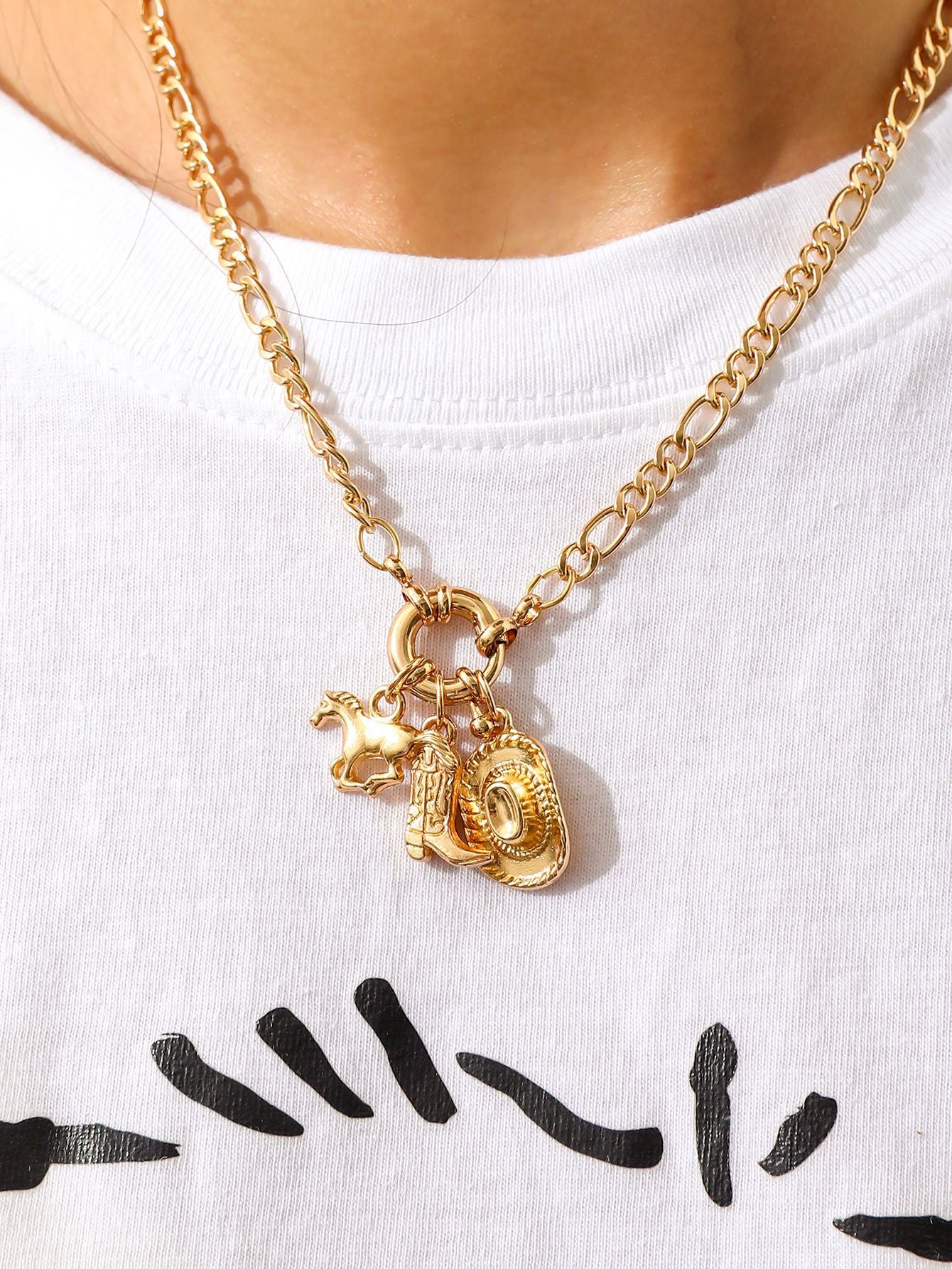 Wholesale  Boots Cowboy Hat Necklace