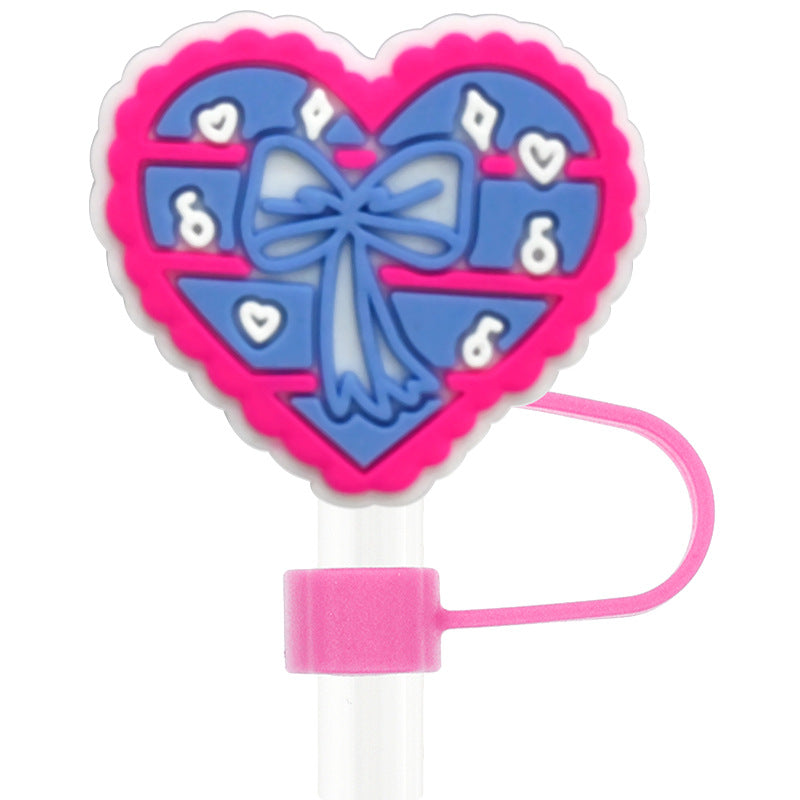 Wholesale Random 100pcs Creative Love 10mm PVC Soft Straw Tube Cap ACC-SCR-RYY097