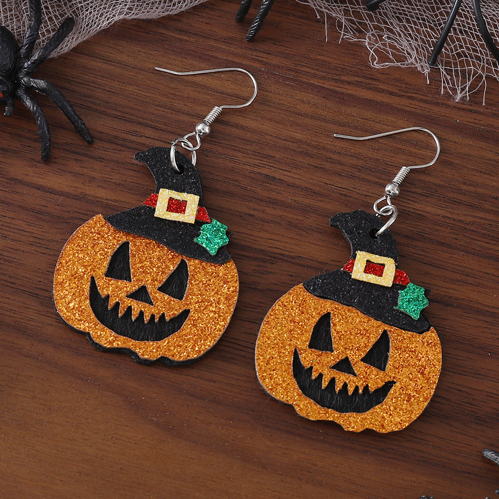 Wholesale Halloween Ghost Face Pumpkin Sequin Pendant Earrings