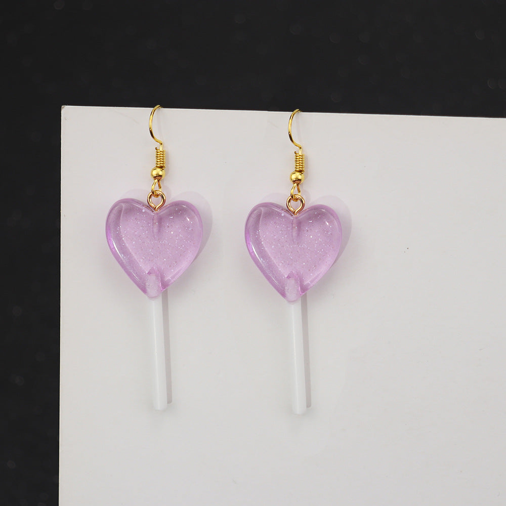 Wholesale Glitter Candy Color Love Lollipop Earrings