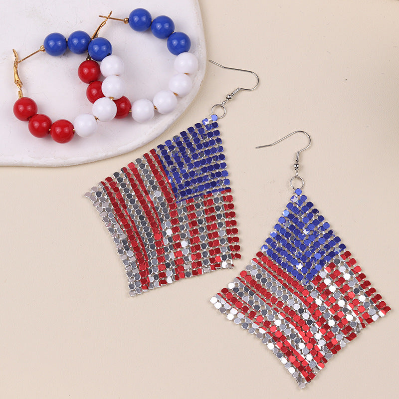 Wholesale American Independence Day Elements Red White Blue Flag Acrylic Earrings