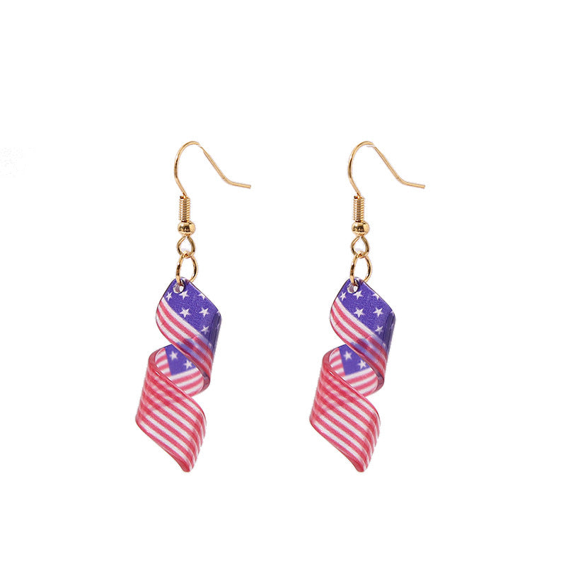 Wholesale Spiral Acrylic American Flag Earrings ACC-ES-YanChen007