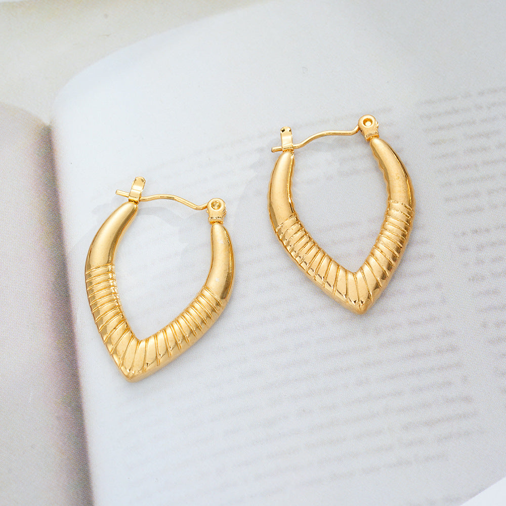 Wholesale Geometric 18K Gold Plated Titanium Steel Earrings - Chic Fashion Accessory for Women,  Gift or Boutique Resale