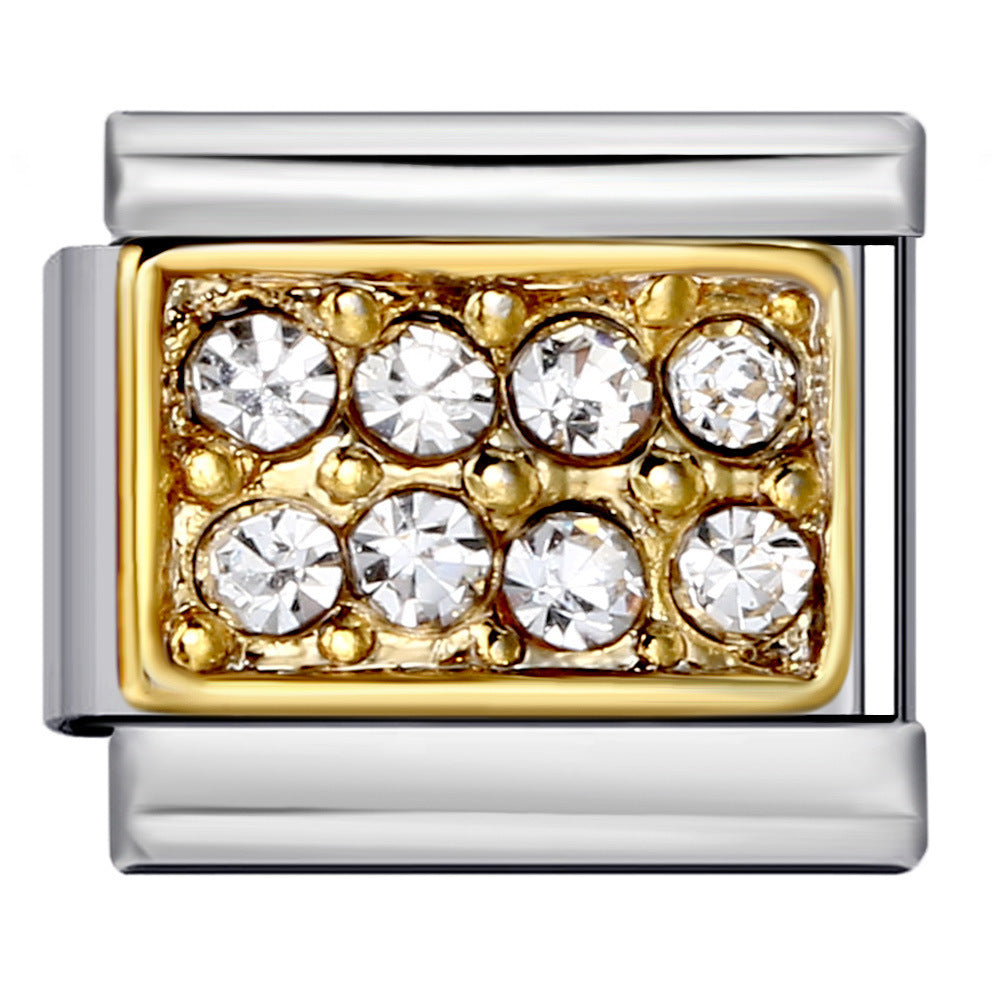 Wholesale Italian Charm Bracelet 9mm DIY Splicing Removable Diamond Square Stainless Steel Composable Bracelet