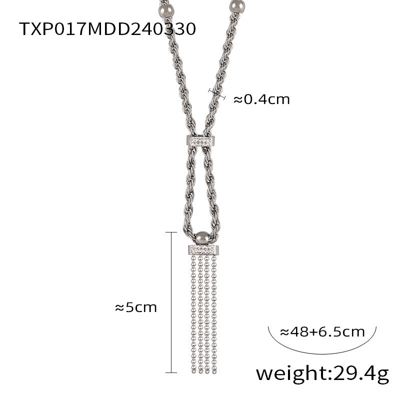 Wholesale Diamond Drip Glaze Geometric Double Layer Twist Chain Titanium Steel Necklaces Jewelry Set ACC-NE-MiLi007