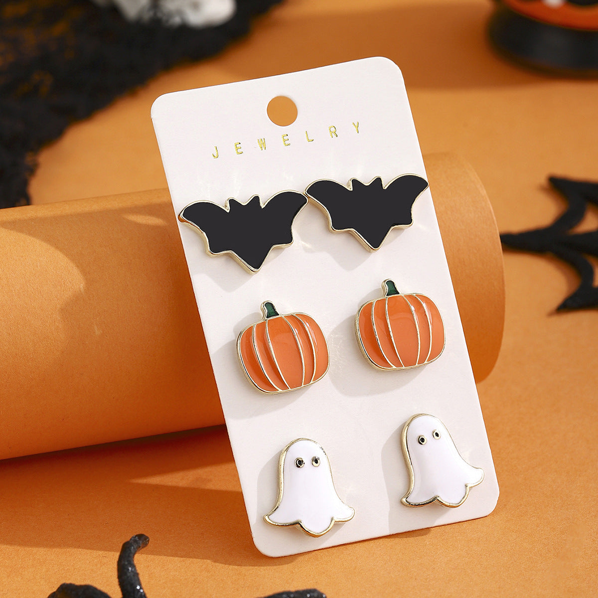 Wholesale  Earring Set Cartoon Pumpkin Ghost Design Zinc Alloy Jewelry Accessory for Party Gift