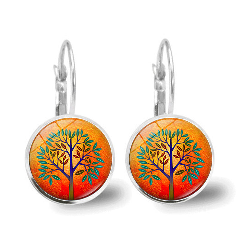 Wholesale Tree of Life Time Gemstone Earrings