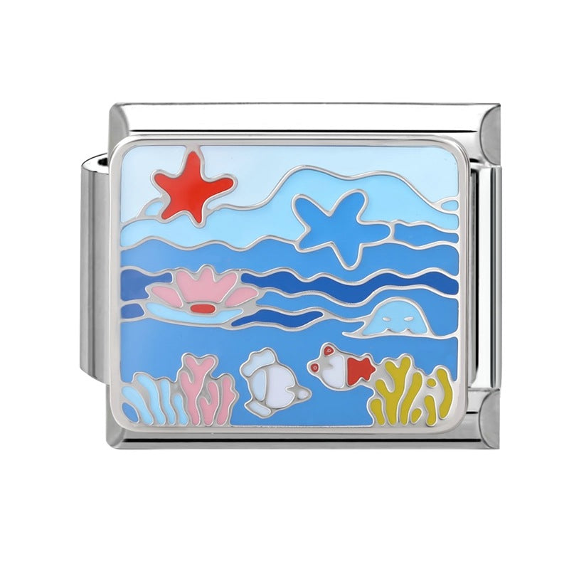 Wholesale 9mm Italian Charm Starter Bracelets DIY Marine Series Stainless Steel Composable Bracelet