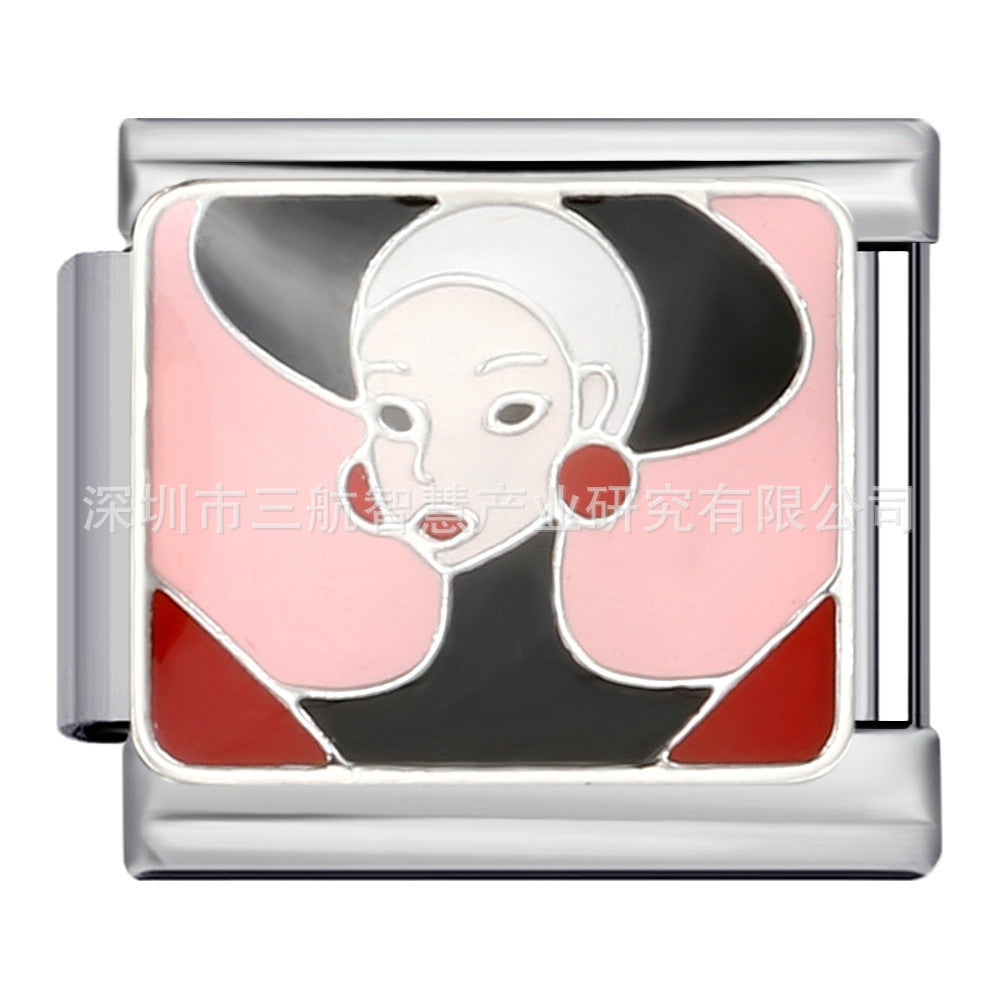 Bracelet de charme italien 5pcs 5pcs 9 mm DIY Splicing Paysage Pictorial en acier inoxydable Bracelet composable