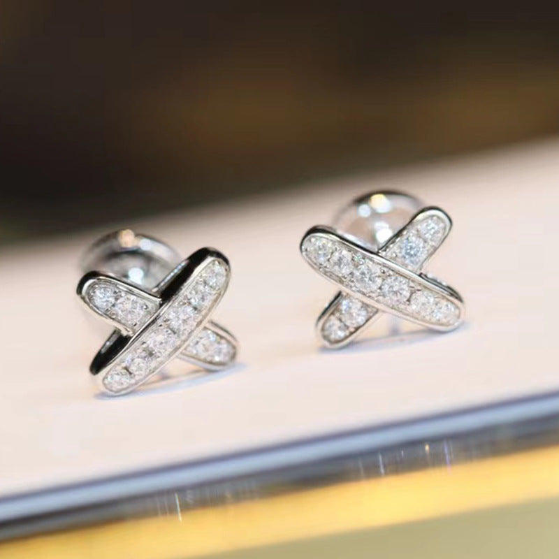 Wholesale Diamond-filled 925 Silver White Mother-of-pearl Earrings Sterling Silver Earrings ACC-ES-Xishi001