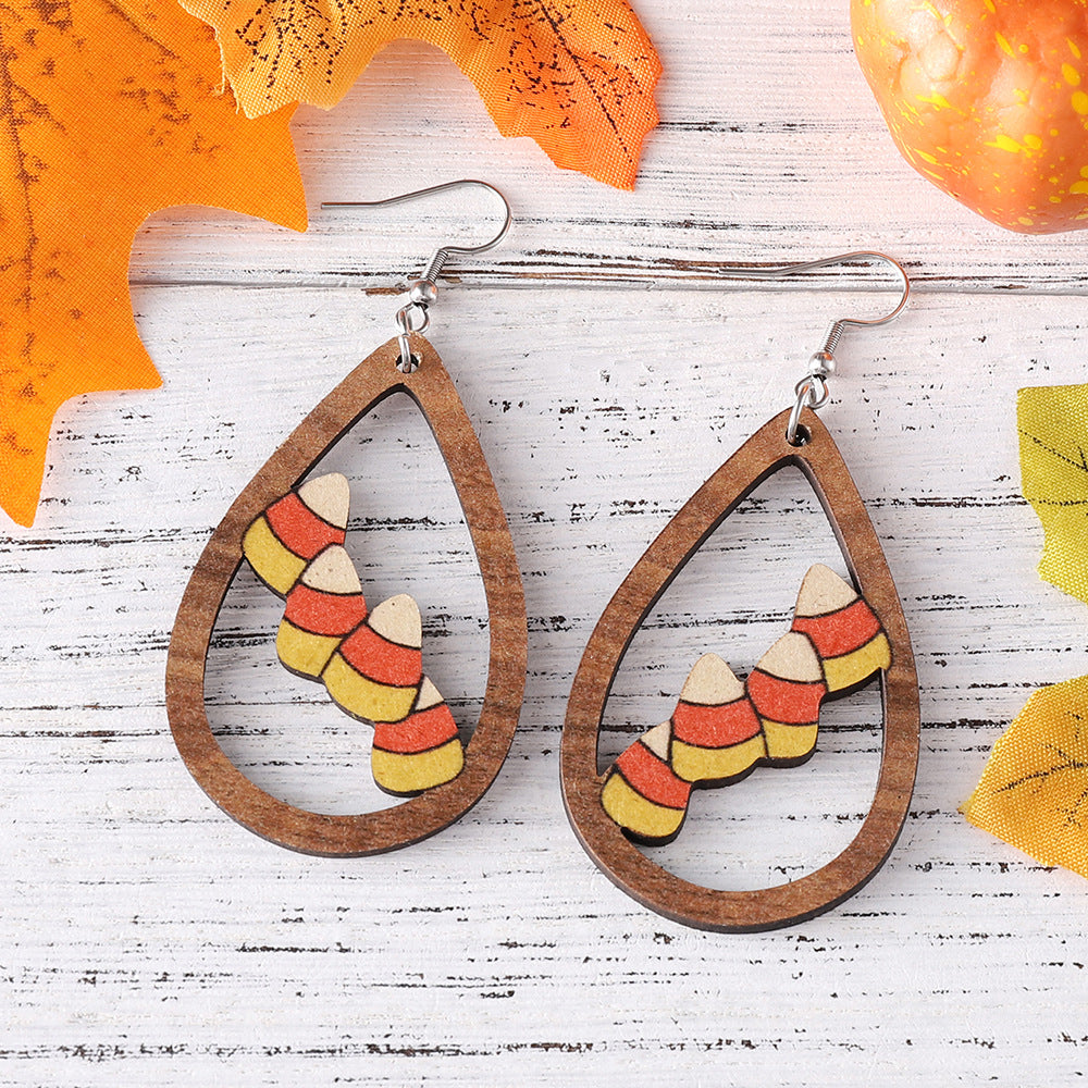 Wholesale Thanksgiving Acorn Water Drop Hollow Pendant Earrings
