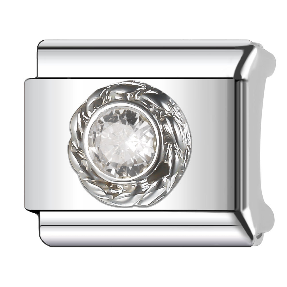 Wholesale Italian Charm Bracelet 9mm DIY Splicing Diamond Light Luxury Series Stainless Steel Composable Bracelet