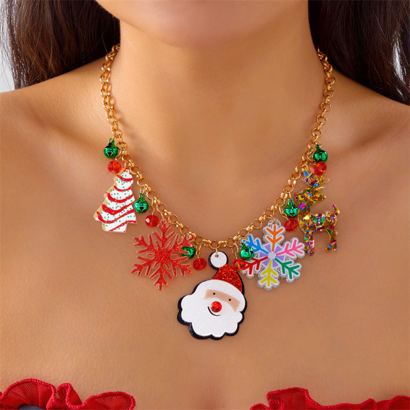 Wholesale Christmas Tree Snowflake Gingerbread Man Necklace