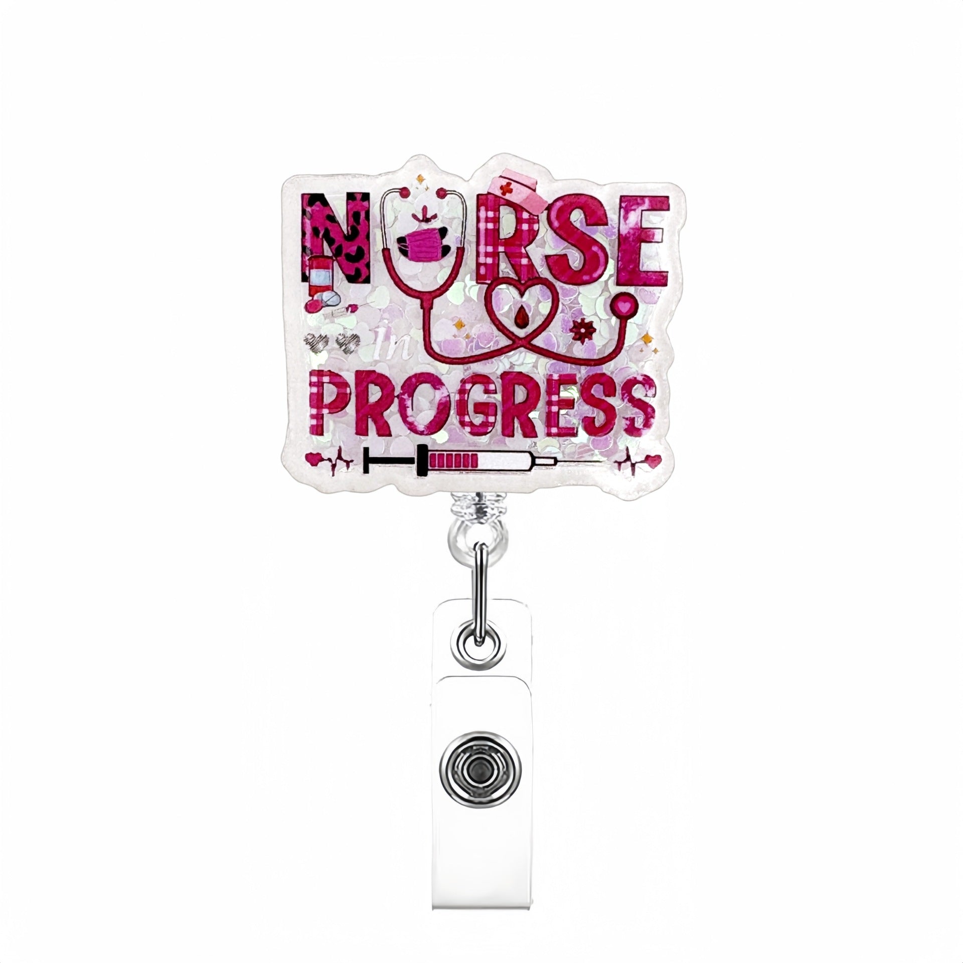 Wholesale Acrylic Quicksand Glitter Badge Reels Keychains