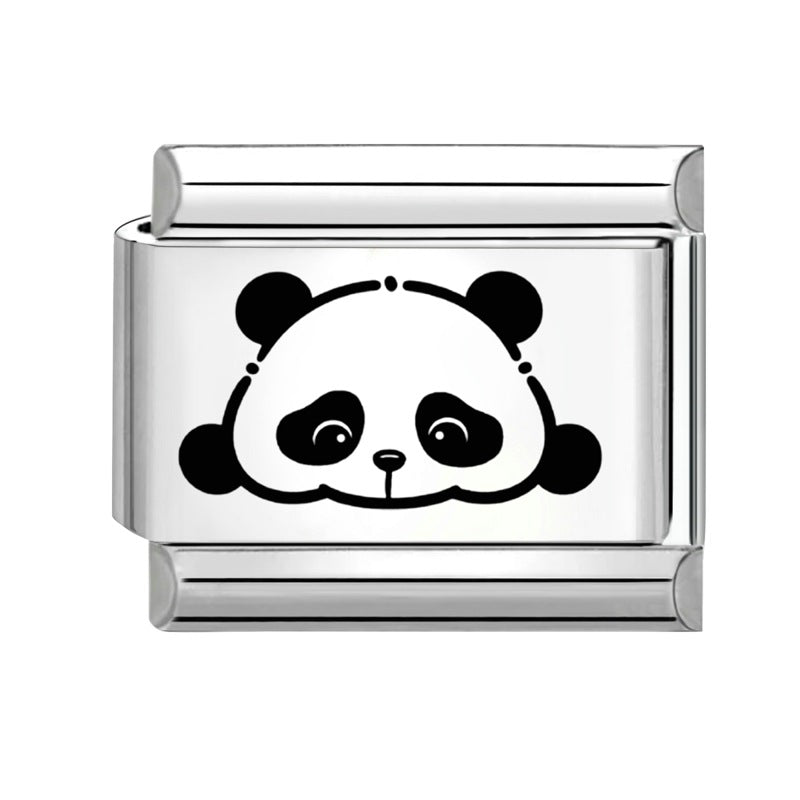 Wholesale  Italian Charm Bracelet 9mm DIY Splicing Removable Cartoon Panda Stainless Steel Composable Bracelet