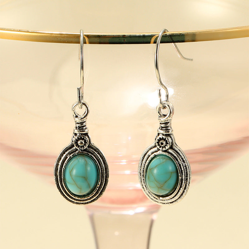 Wholesale retro turquoise earrings  geometric turquoise earrings