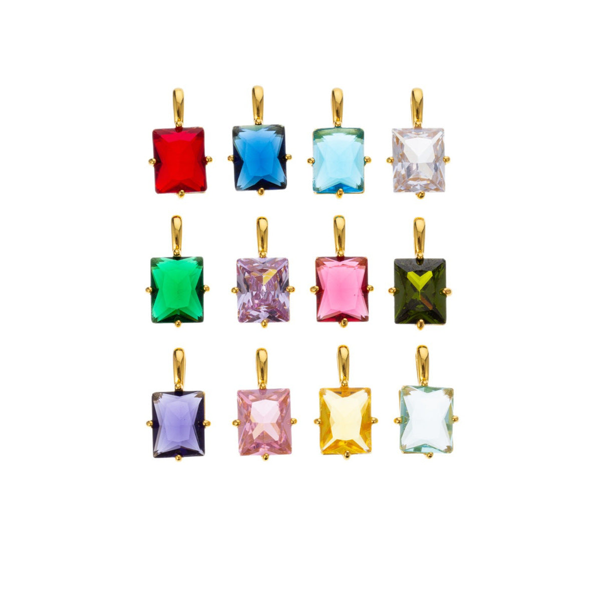 Wholesale Copper Electroplated Geometric Birthstone Pendant DIY Jewelry Accessory for Party