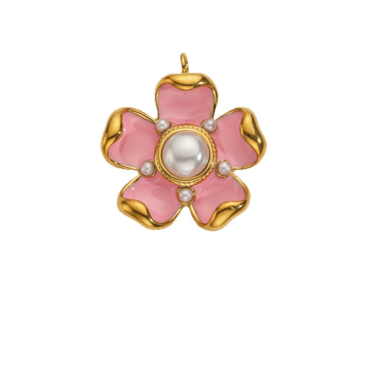 Wholesale 5pcs Stainless steel 18K vacuum plating color  flower pendant