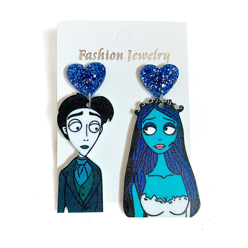 Wholesale   ghost bride creative acrylic asymmetric earrings