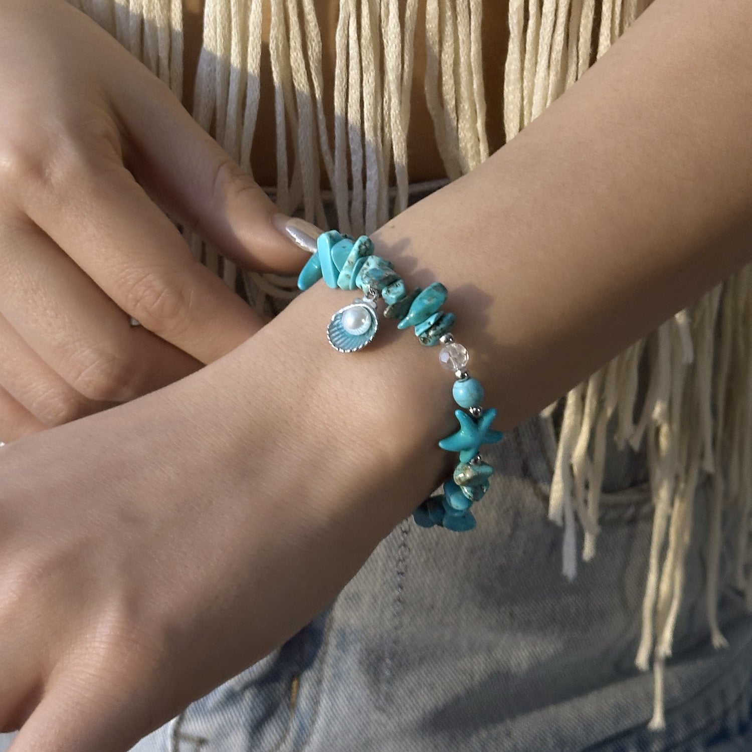 Wholesale  Gravel Starfish Shell Bracelet Bohemian Summer  Bracelet