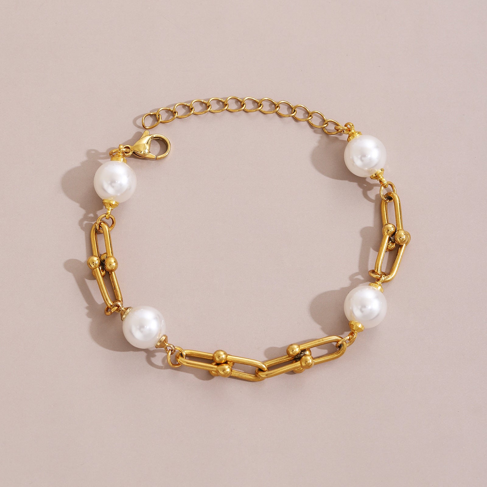 Bracelet des femmes ajustées en acier inoxydable perlé