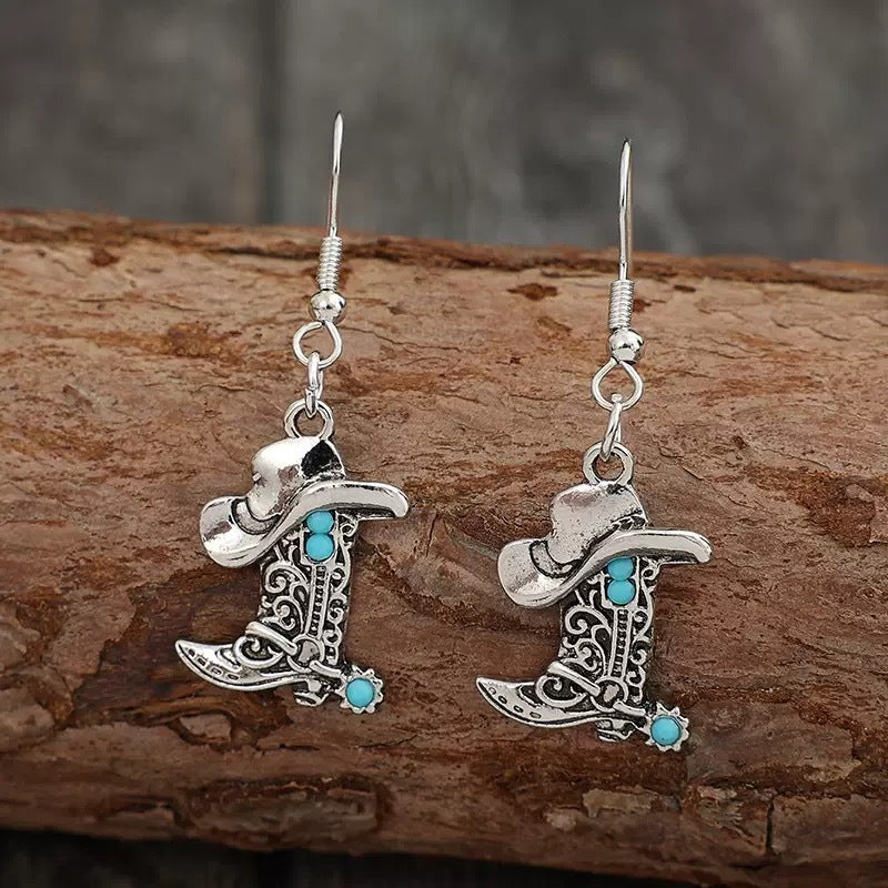 Wholesale Bohemian West Style Creative Cowboy Hat Boots Earrings