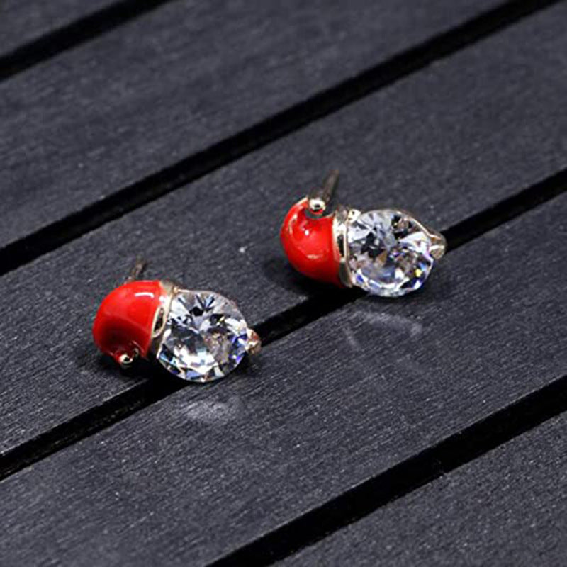 Wholesale Christmas Gift Zircon Oil Drop Diamond Snowman Hat Earrings ACC-ES-XingHe004