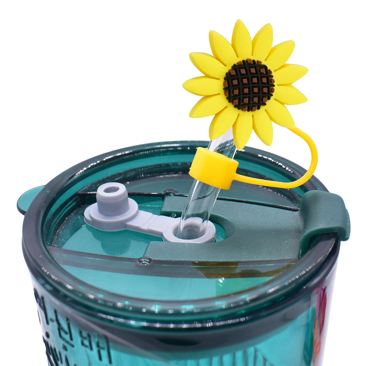 Wholesale Random 100pcs Sunflower 10mm PVC Soft Straw Tube Cap ACC-SCR-RYY106