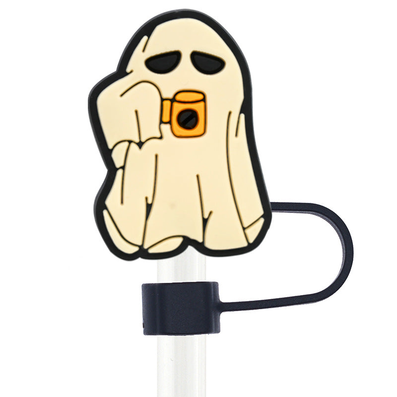 Wholesale Random 100pcs Halloween 10mm PVC Soft Straw Tube Cap ACC-SCR-RYY085