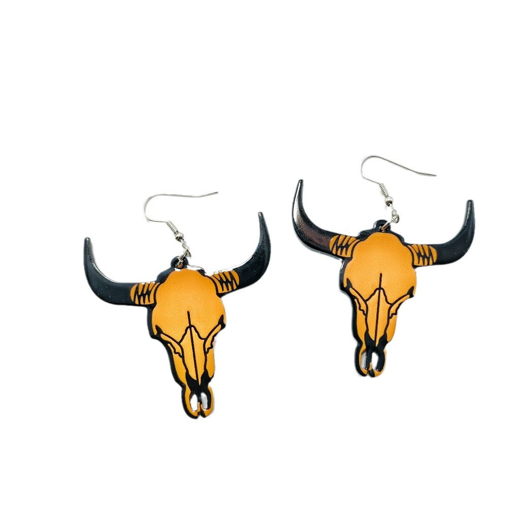 Wholesale Western Cowboy Style Earrings Retro Ethnic Style Acrylic Sheet Earrings ACC-ES-Qiyu018