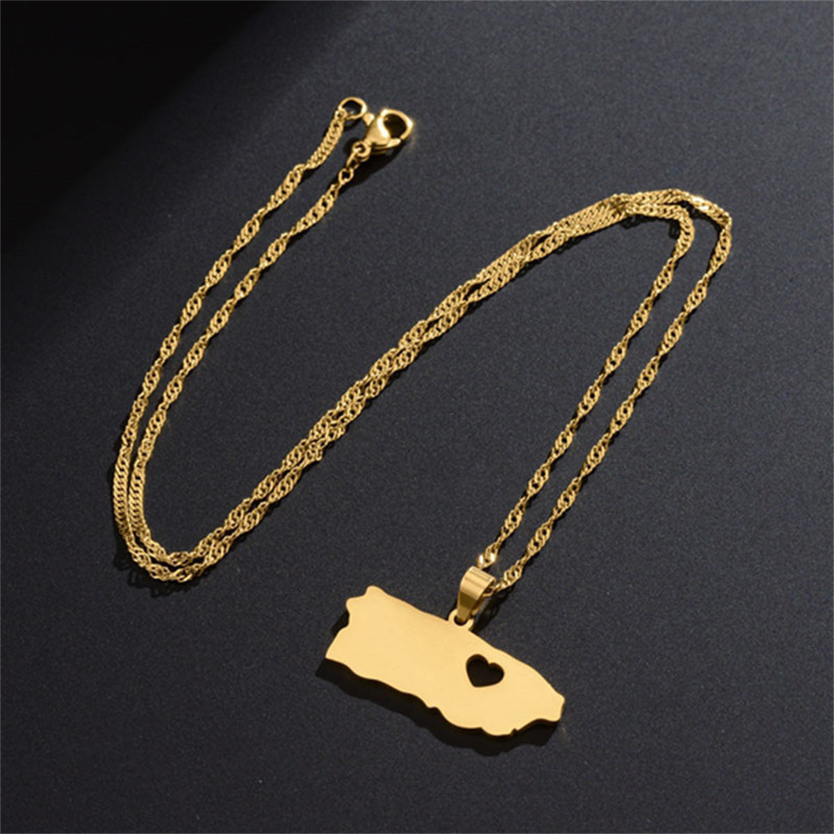 Wholesale  Puerto Rico stainless steel map necklace
