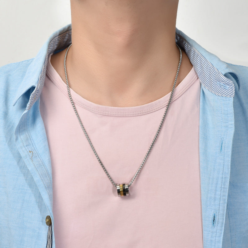 Wholesale Titanium Steel Pendant  Rotatable  Necklace