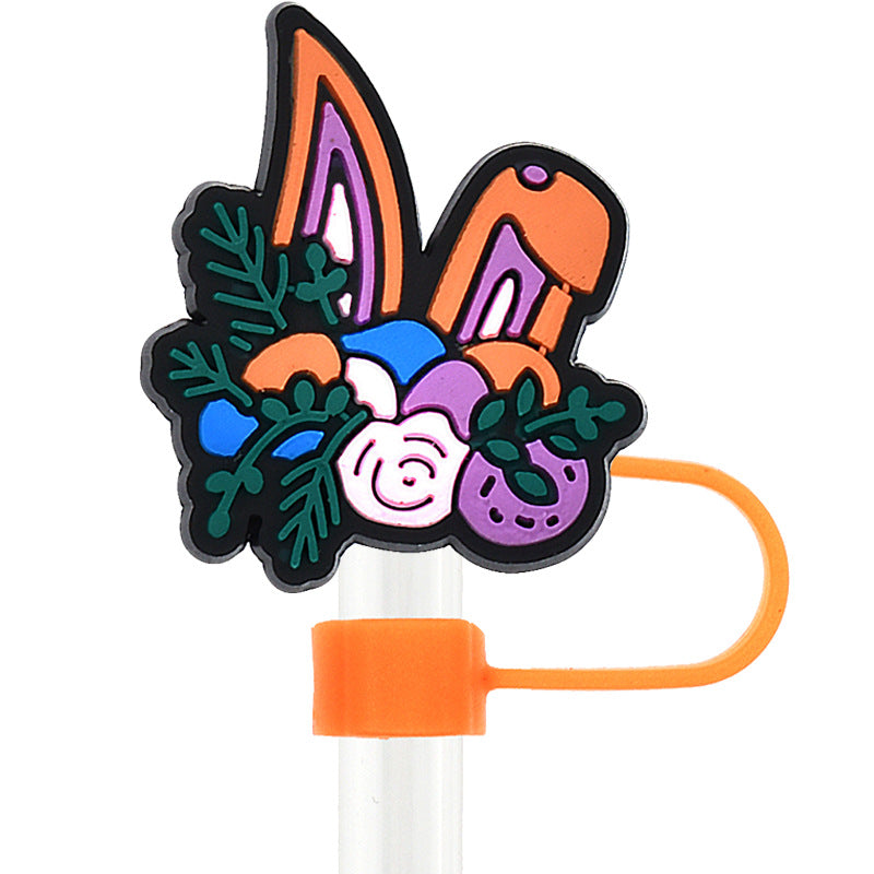 Wholesale Random 100pcs Easter 10mm PVC Soft Straw Tube Cap ACC-SCR-RYY088