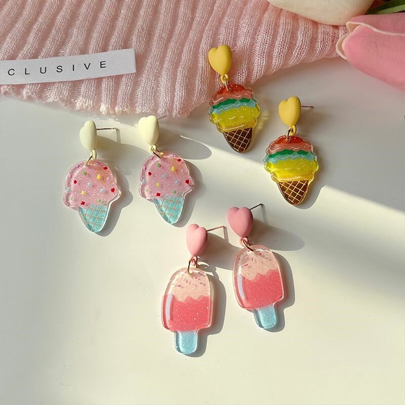 Wholesale Ice Cream Girl Cute Acrylic Earrings