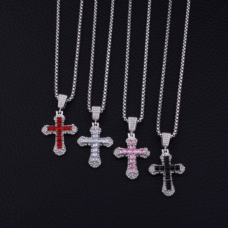 Wholesale Full Diamond Cross Necklaces Long Necklaces ACC-NE-Xunb003