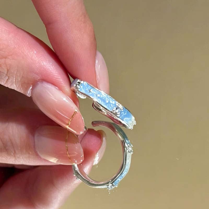 Wholesale Stylish Blue Starfish Shell Open Ring For Women Seaside Vacation Adjustable Size Zinc Alloy Jewelry Gift