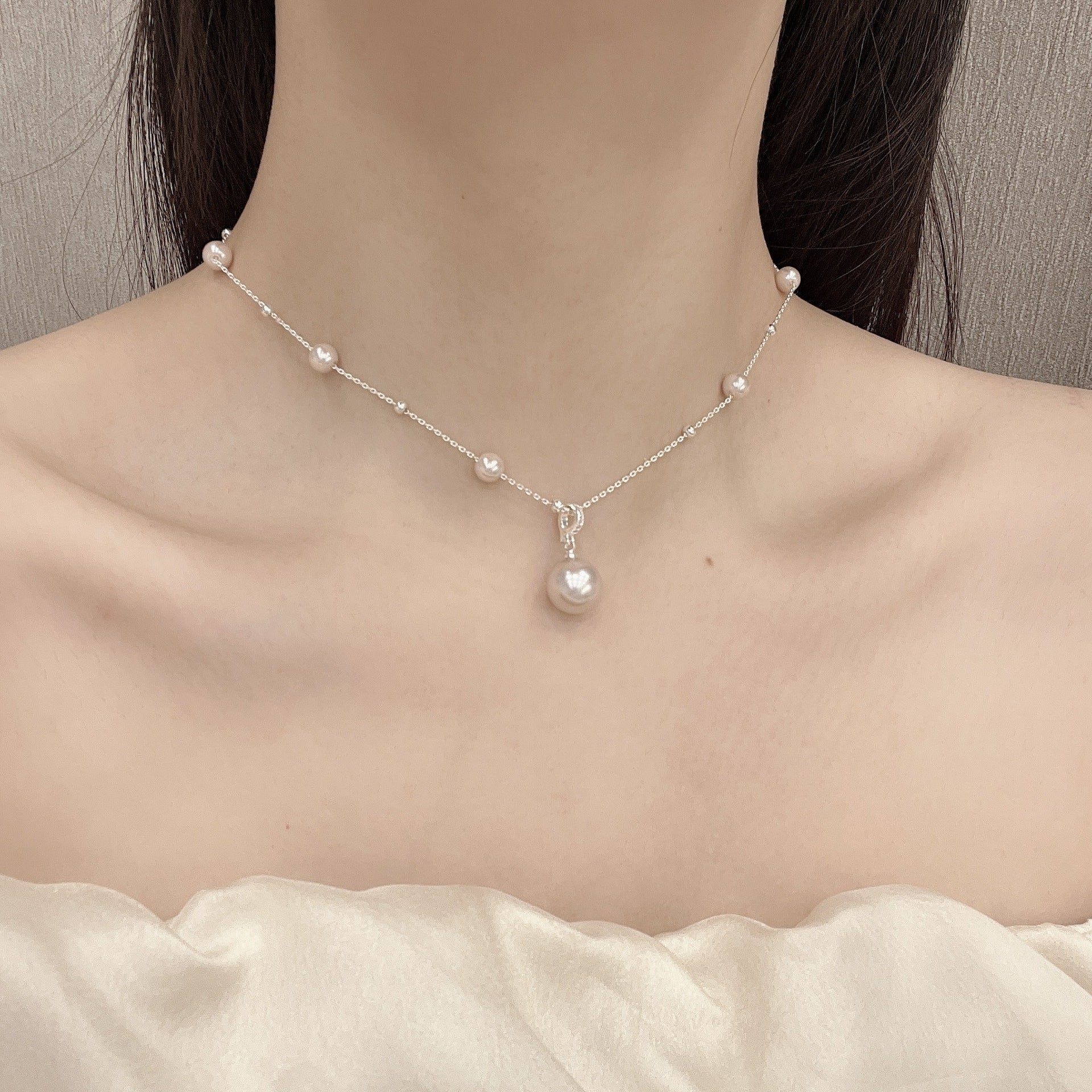 Wholesale  Small Pearl Chain Necklace