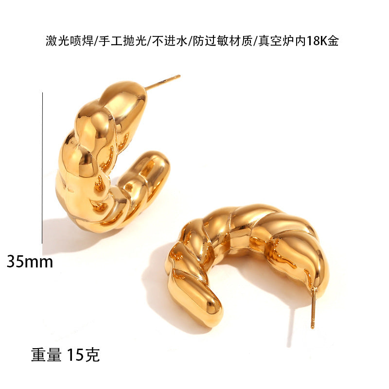 Wholesale 18K Gold Twist Stainless Steel Earrings ACC-ES-Chunp005