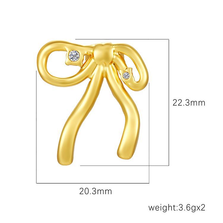 Wholesale bow stainless steel  18K gold earrings