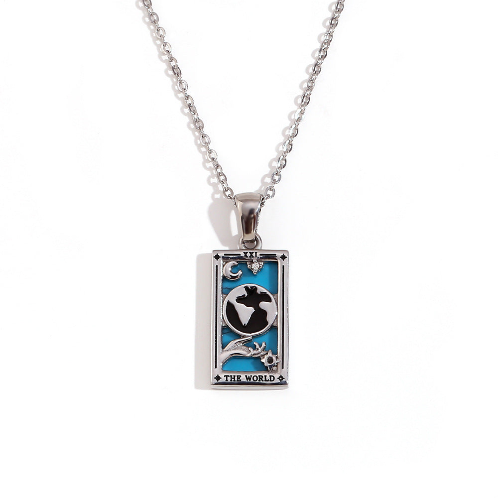 Wholesale Tarot Pendant Necklace 18K Gold Plated Stainless Steel Retro Trendy Jewelry Gift