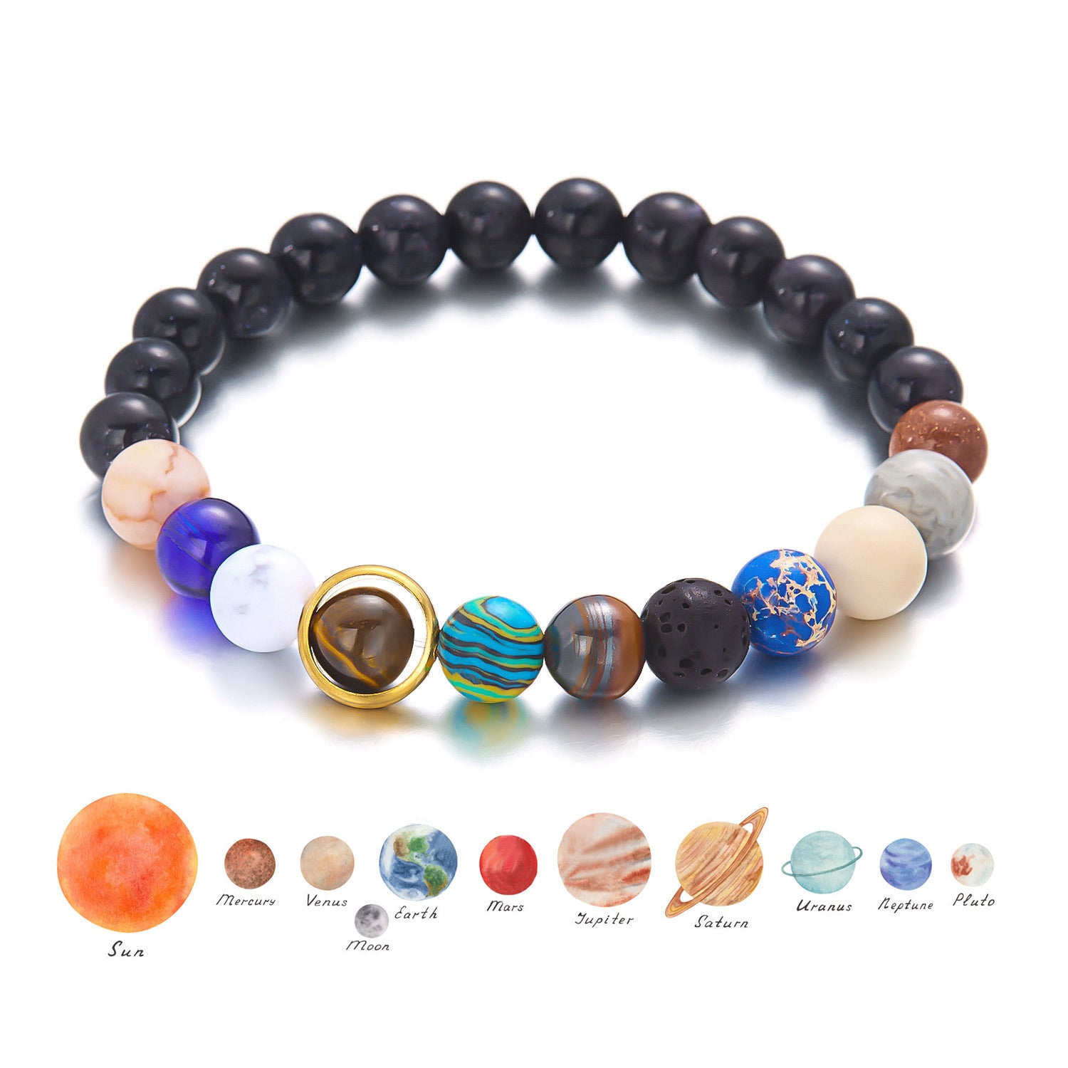 Wholesale Zodiac Planet Bracelet For Couples Handmade Natural Stone Universe Design Fashion Jewelry Accessory Travel Souvenir Gift