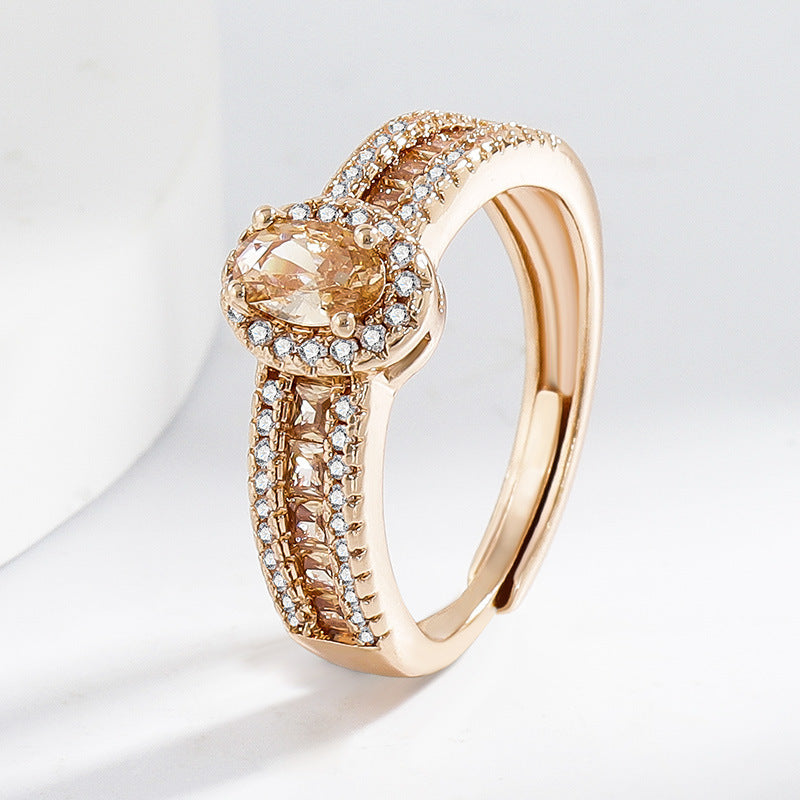 Wholesale Copper ring encrusted with cubic zirconia stones