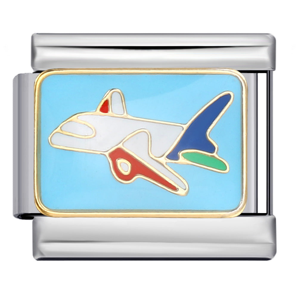 Wholesale Italian Charm Bracelet 9mm DIY Splicing Removable Transportation Series Stainless Steel Composable Bracelet