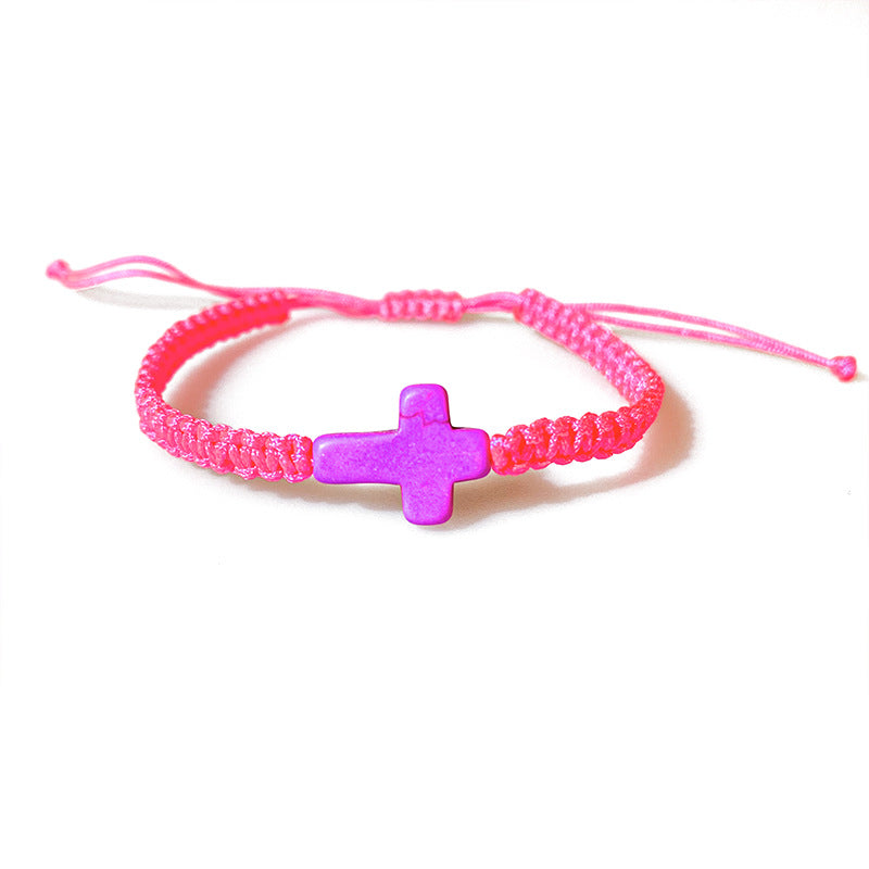 Wholesale Turquoise Cross Hand-woven Hand Rope Adjustable Bracelet