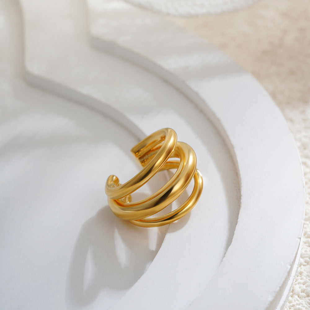 Wholesale 18K Gold Simple C- shaped Ear Clip Without Ear Holes Ear Clip