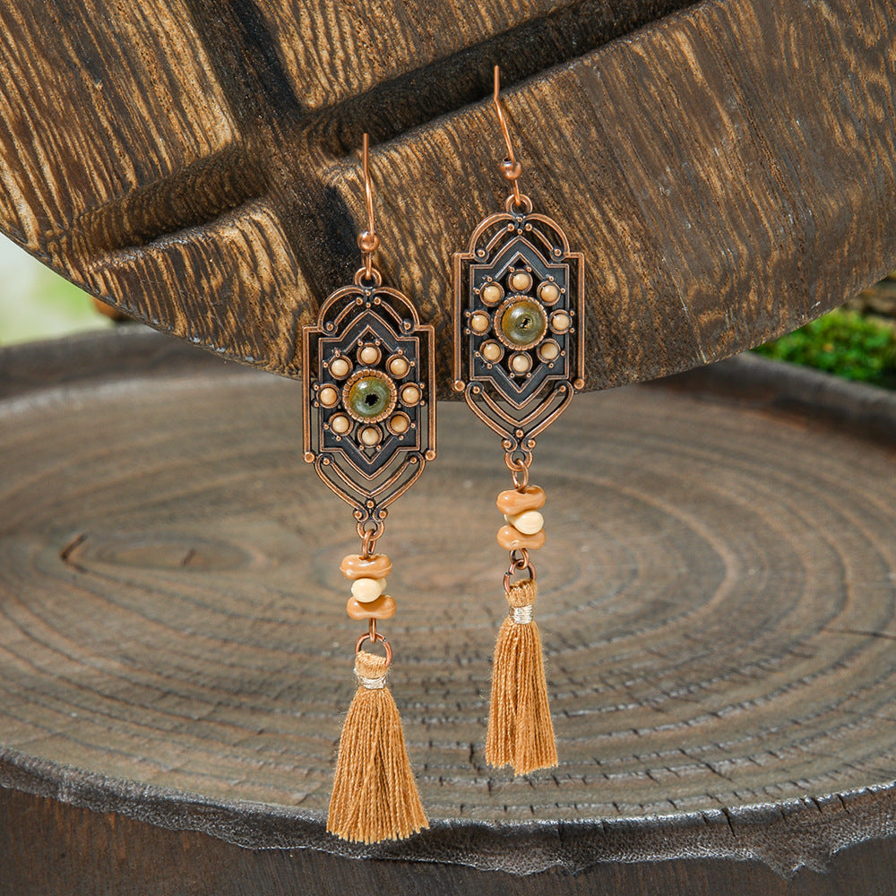 Wholesale Bohemian Geometric Tassel Earrings Zinc Alloy Jewelry Accessory
