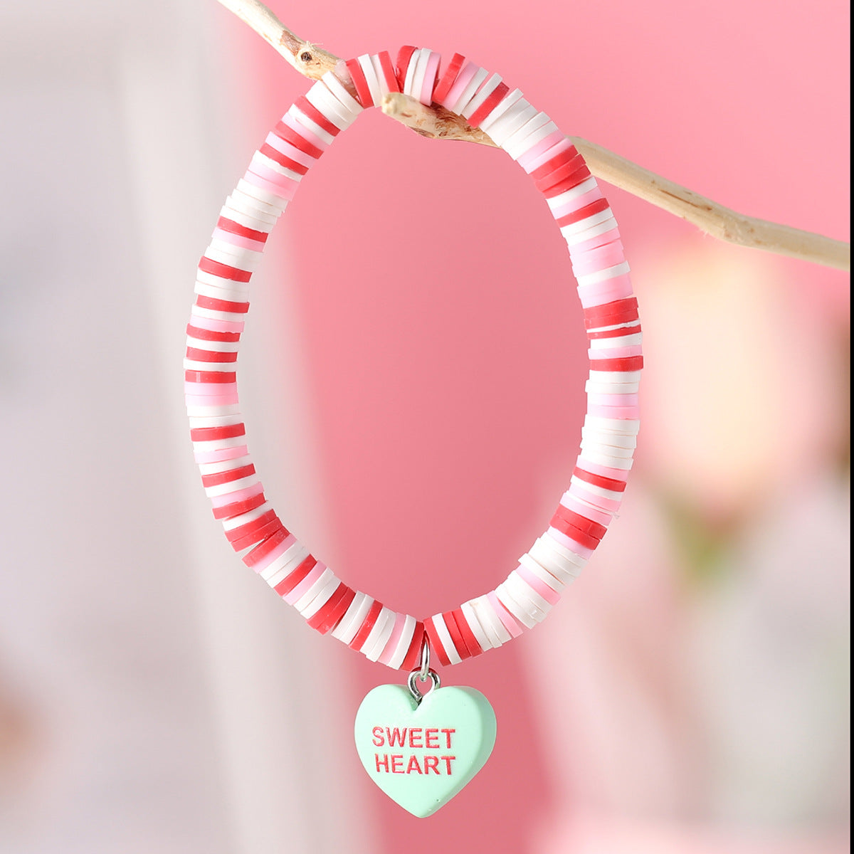 Wholesale Valentine's Day Love Pendant Soft Pottery Bracelet