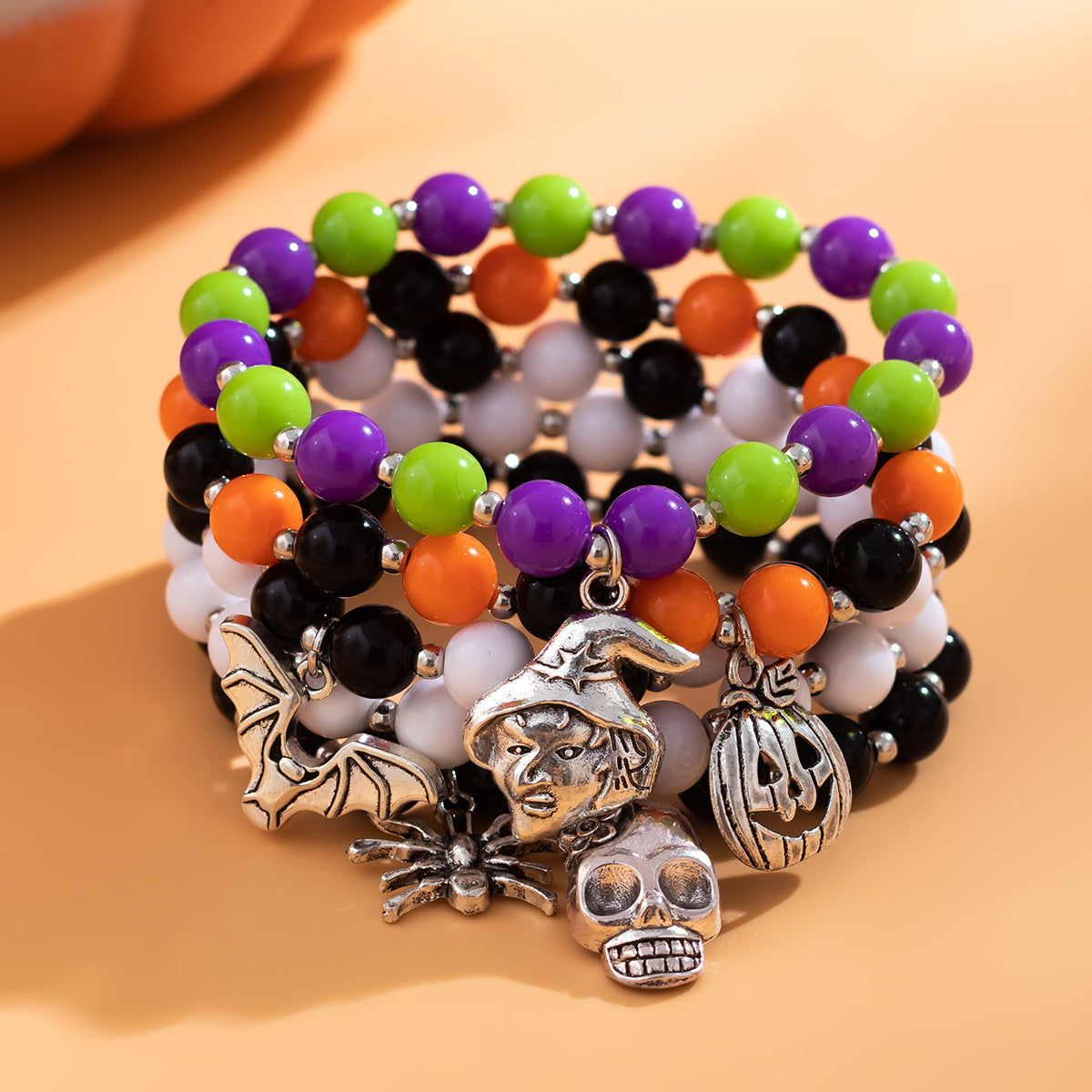 Wholesale Halloween New Skull Pumpkin Alloy Bracelet Set