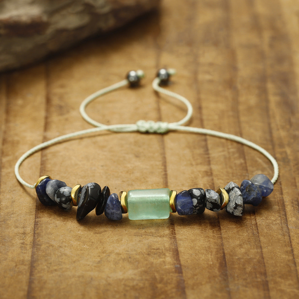 Wholesale Columnar green aventurine sodalite crushed stone combination crystal bracelet